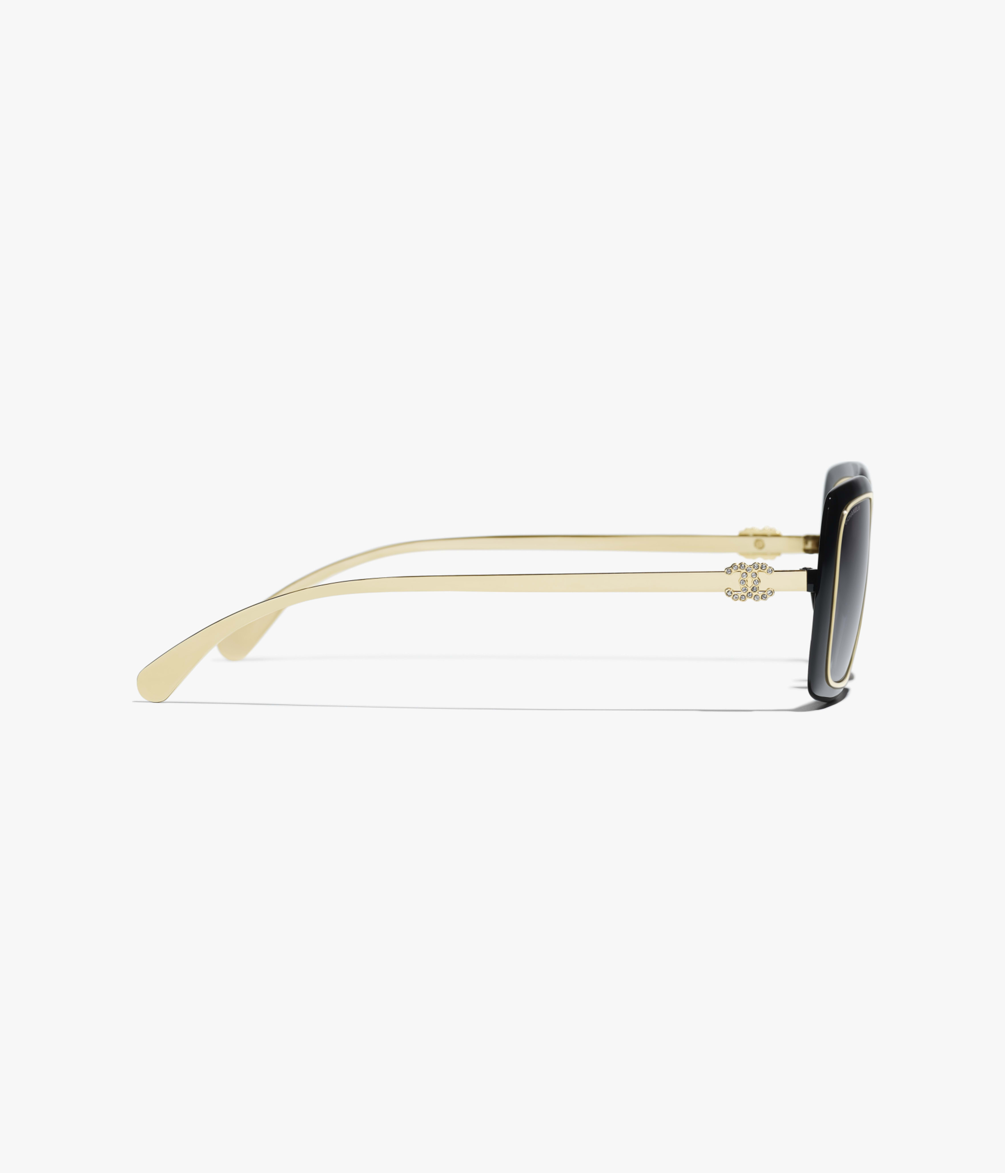 Rectangle Sunglasses - Black & Gold - Metal - Other view